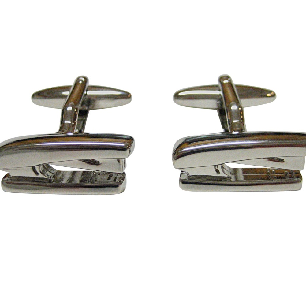 Silver Toned Stapler Cufflinks